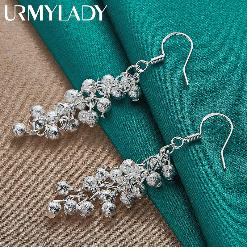 925 Sterling Silver Matte Grape Beads Earrings For Women Fashion Charm Jewelry