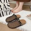 Hollow mesh bag head half slippers women's summer wear 2025 new retro Birkenstock thick bottom women's one-pedal sandals