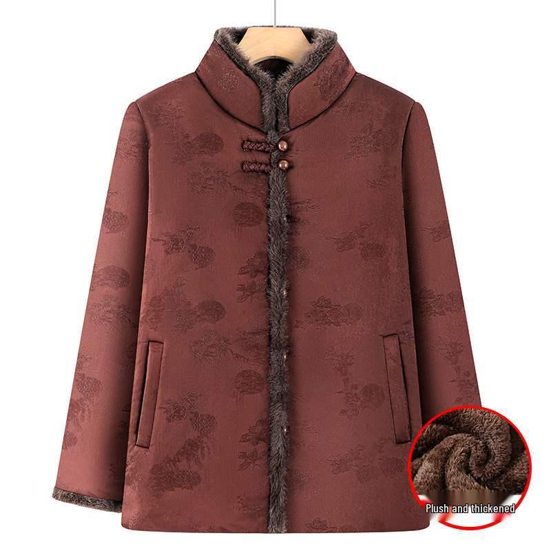

Grandma s Winter Thickened Velvet Tang Suit Jacket for Elderly Women 2XL [220-254 lbs]
