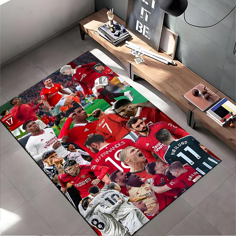 Music Art Area Rug, Retro Pop Culture Collage Red Blue Poster Print, Vintage Music Fan Room Decor, Non-Slip Mat