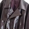 European & American Style 2025 Women's Shiny Fitted Short Leather Trench Coat