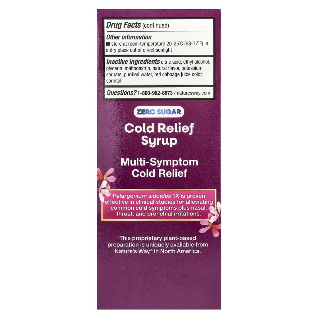 Nature'S Way, Umcka® Cold Relief Syrup, Ages 6+, Grape Flavor, 120 Ml (4 Fl Oz)