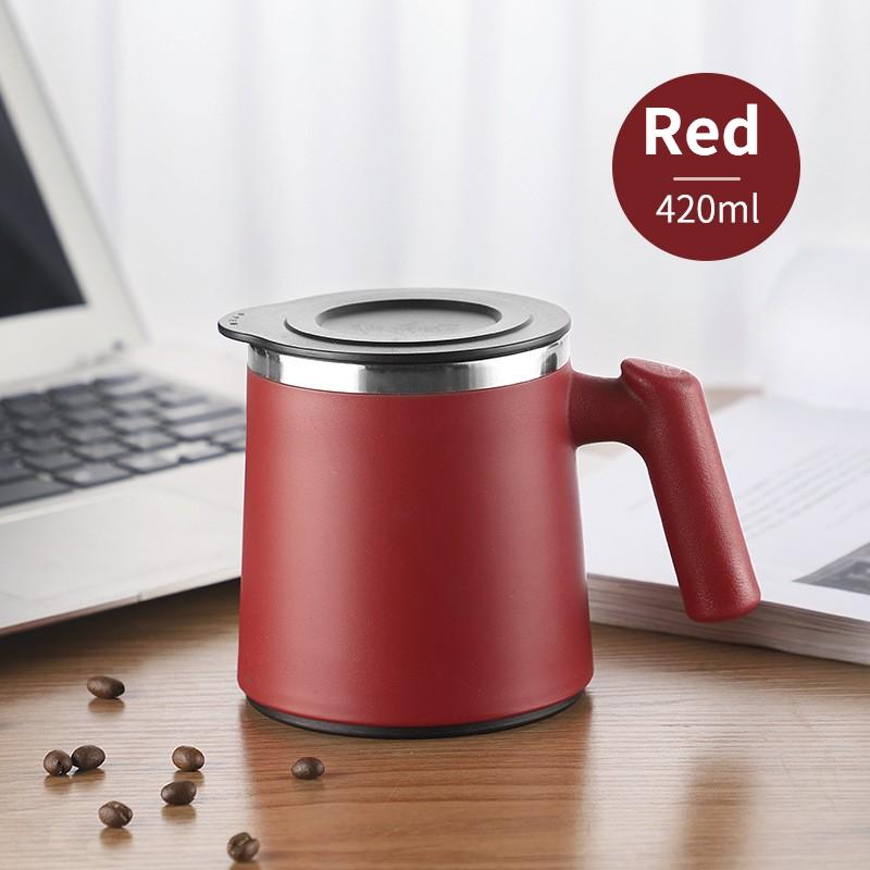 

Big Insulated Double Layer Stainless Steel Cup for Milk Steel Thermos Water Bottle Coffee Mug Kitchen Drinkware Breakfast Tea 420ml червоний