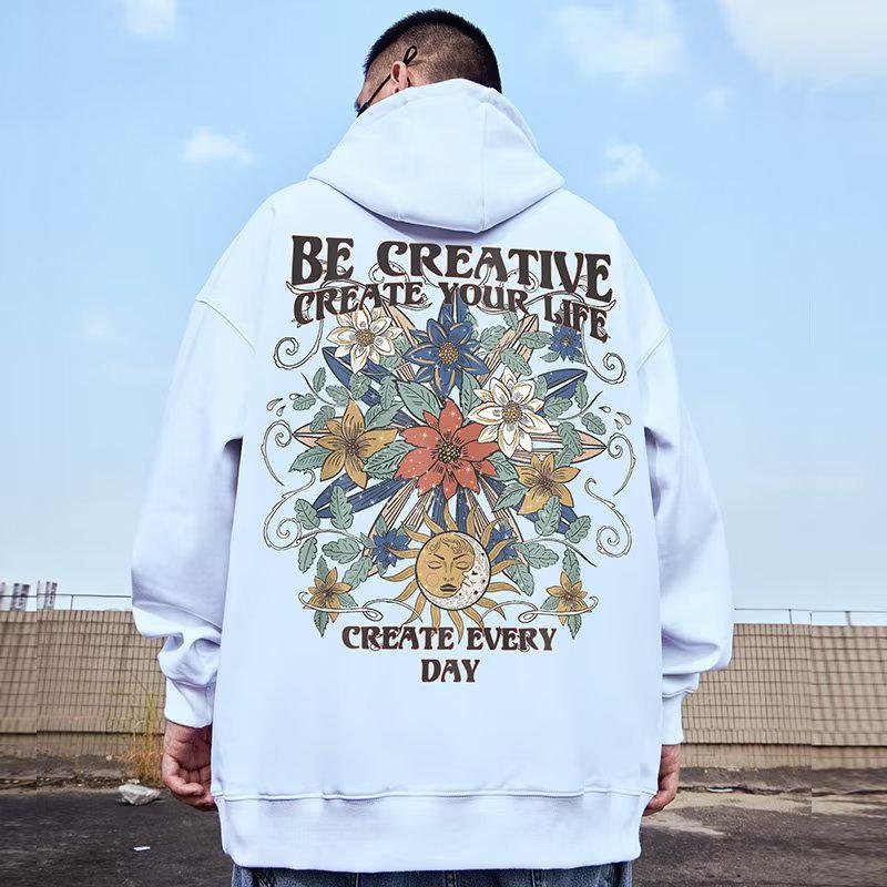 Trendy Fleece-Lined Plus Size Hoodie for Men, Loose Fit, Spring/Autumn Outerwear