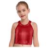 Mädchen Metallic Ärmelloses Crop Top Schimmerndes Camisole Hip Hop Jazz Tanz Bühnenperformance Top
