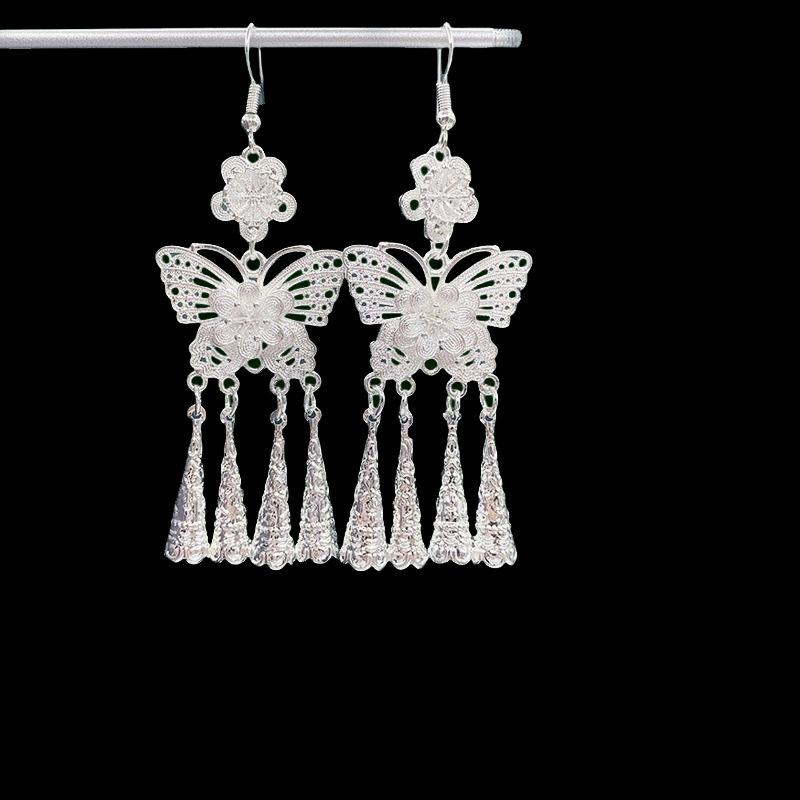 Ethnic style earrings Alloy silver-plated Miao ethnic minority Dong Yi earrings Earrings