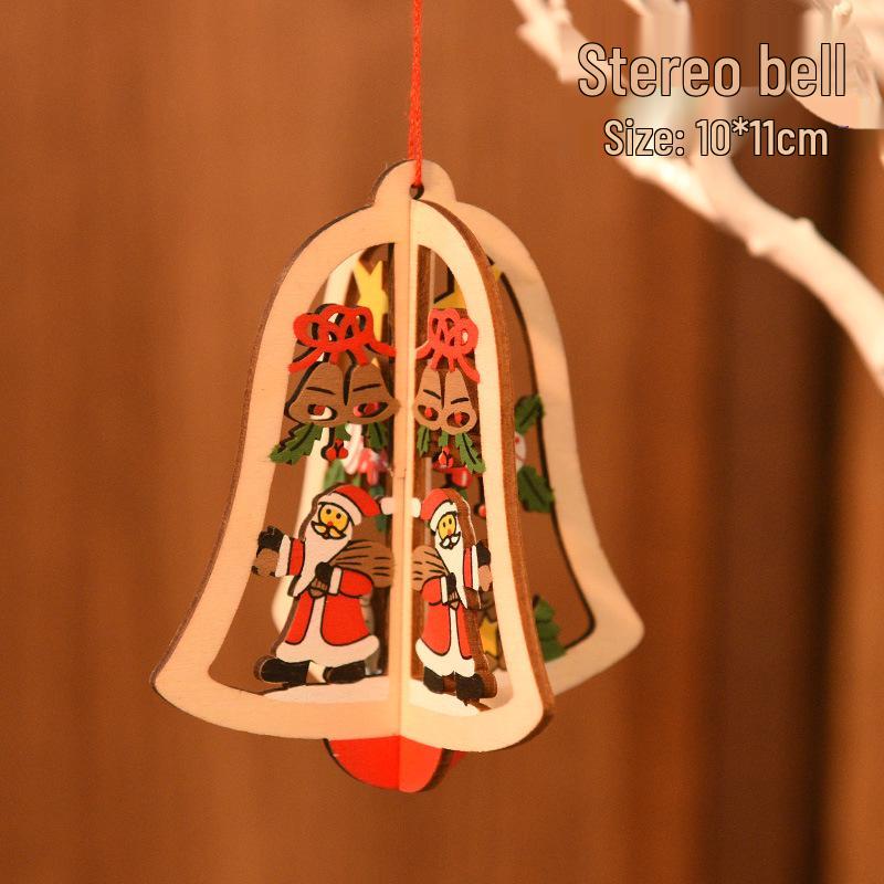 Nordic Wooden Christmas Ornaments: Cartoon Santa Claus & Snowman Pendants