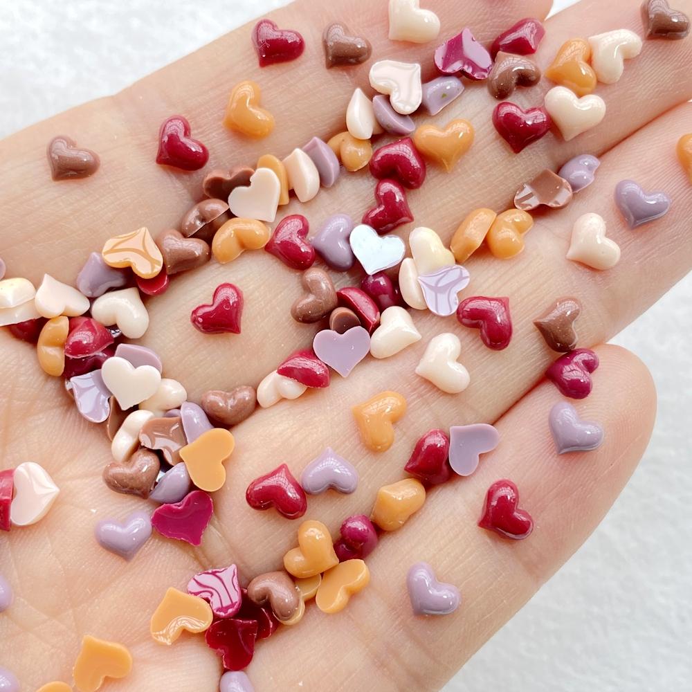 200Pcs Mix 5mm Heart LOVE Nail Art Flat back Rhinestone Bead Scrapbook DIY Manicures Applique Accessories Crafts