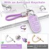 PIFOOG Key Fob Cover for Jeep Cherokee Grand Cherokee Compass Renegade Accessories Purple Bling Keychain 5 Button Car Keys Case Shell Full Covers