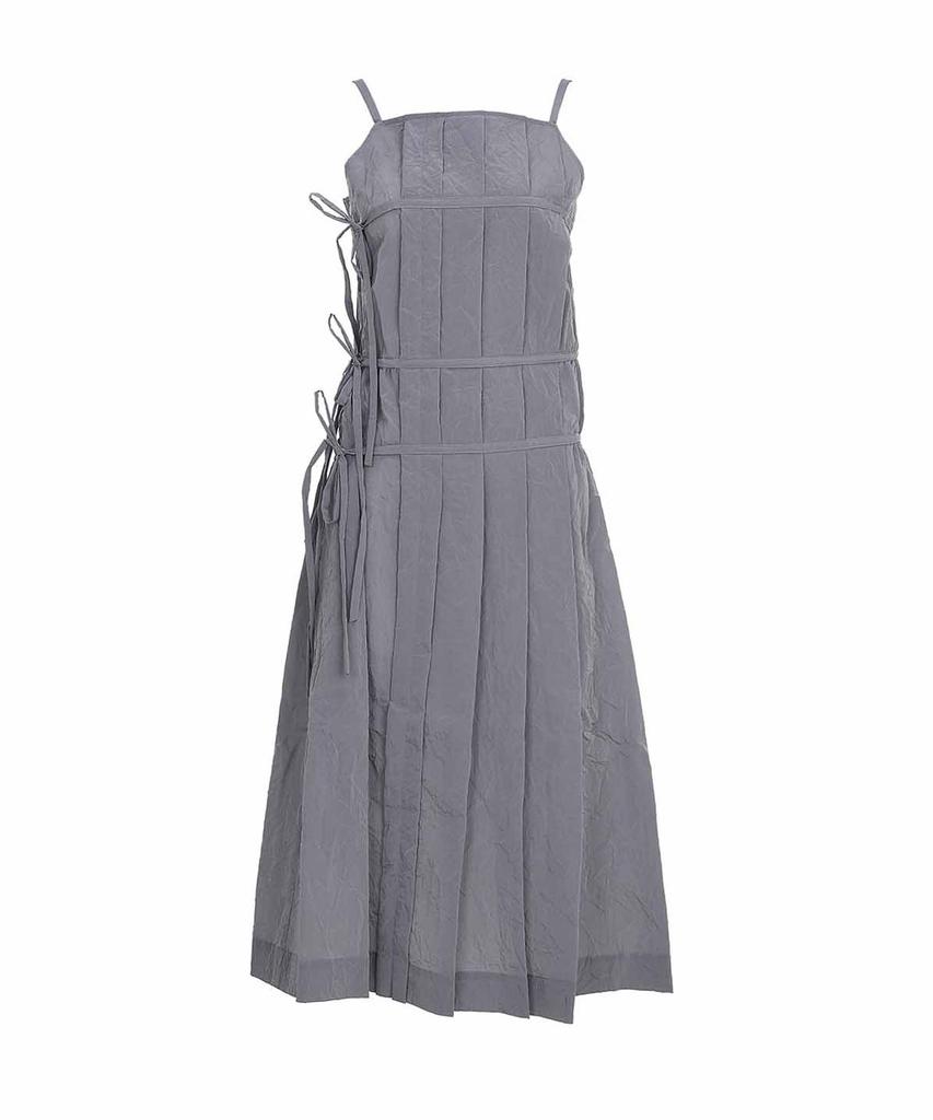 BMUETTE Pleated Wrap Detail Long Dress Grey