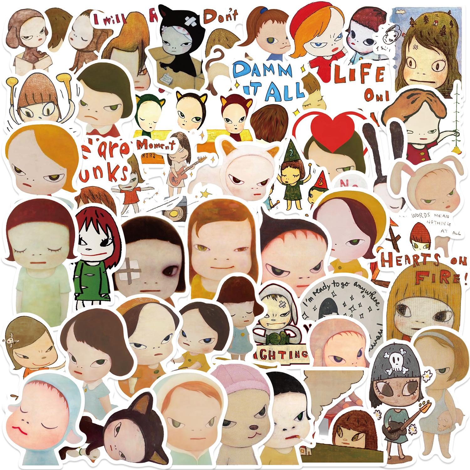Writing A Notebook 50 Illustrations Nara Michiko Graffiti Stickers Decorate Guitar Notebook Suitcase Diy Waterproof