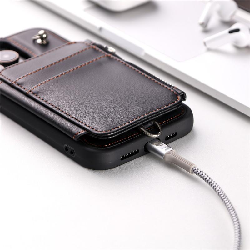 Capa de telefone de couro com cordão para iPhone 15 Pro Max 14 Plus para Samsung Galaxy S23 Ultra S22 Pro S21 A54 A14 A53 A13 capa de pulso com corda flip