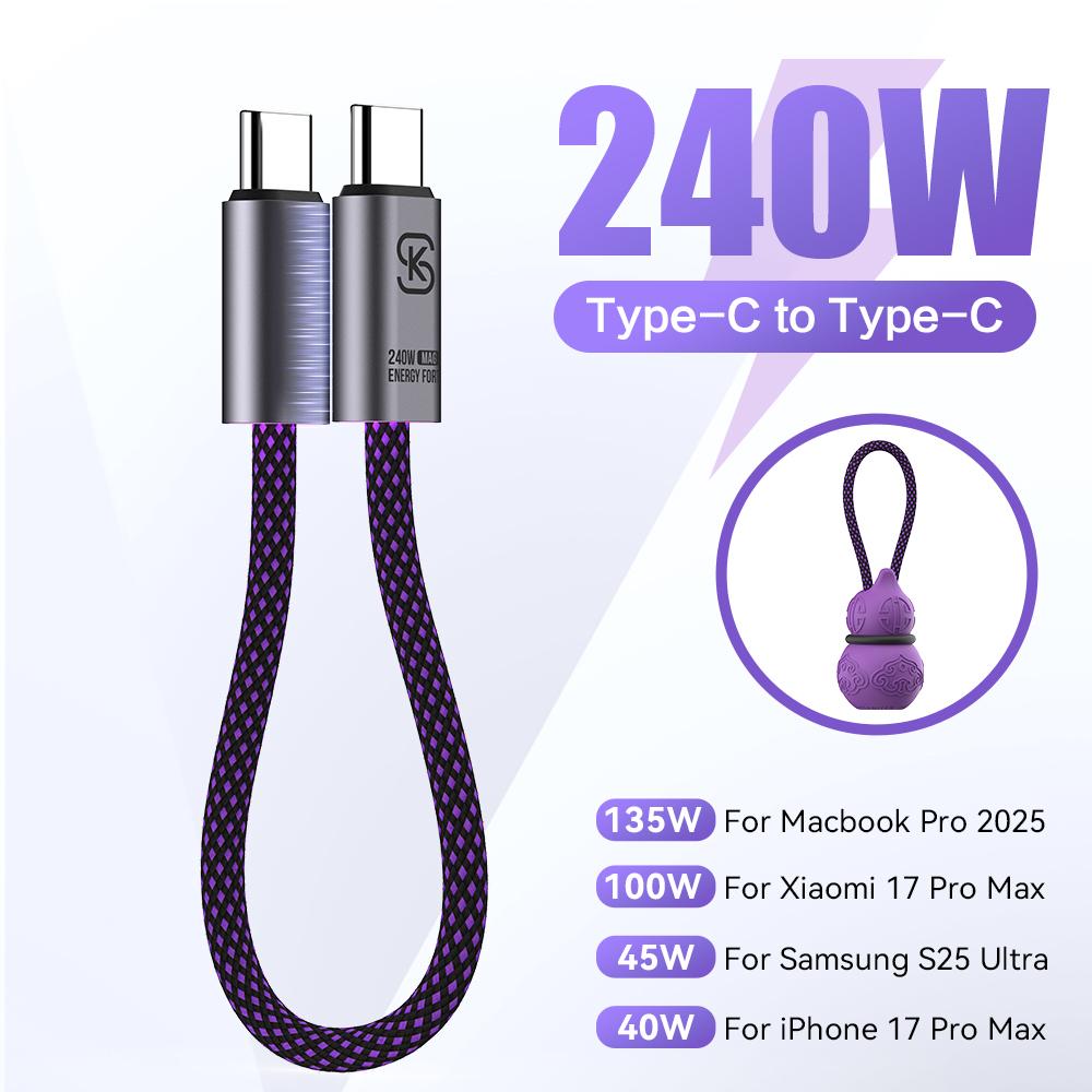 

Magnetic USB C Cable 240W Fast Charging Type C Cable 480Mbps Data Transfer Short Power Bank Cable for iphone 17 Samsung Huawei 16cm
