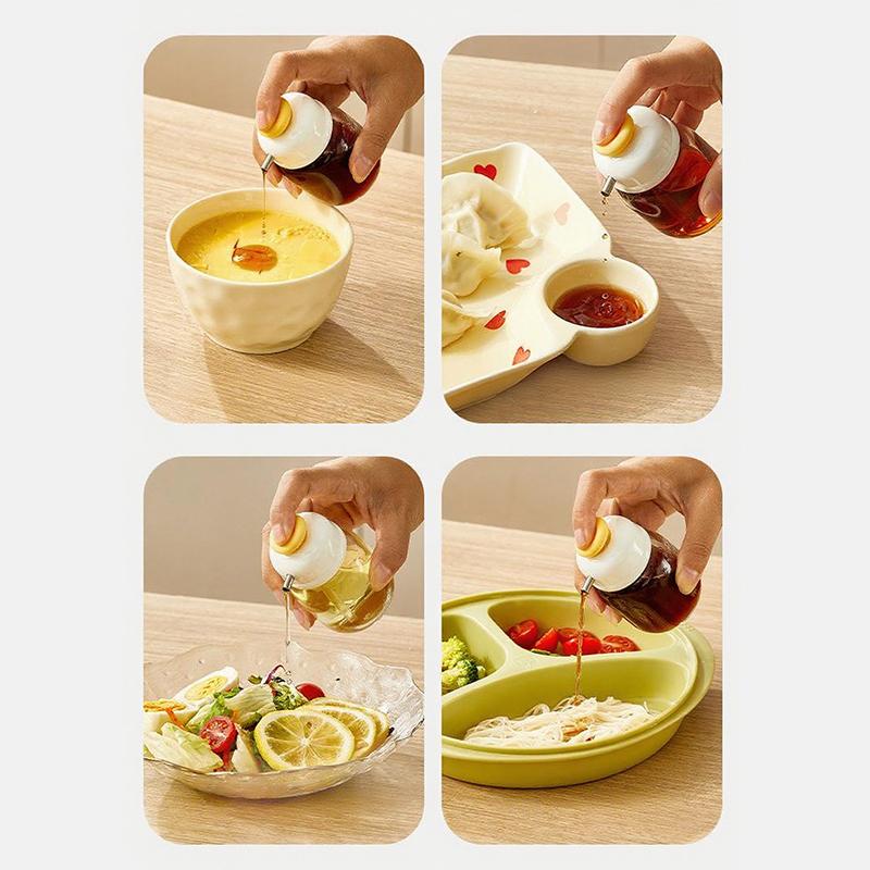 100Ml Cooking Oil Jar Glass Bottle Press Type Seasoning Storage Bottle Spice Metered Oil Control Bottle