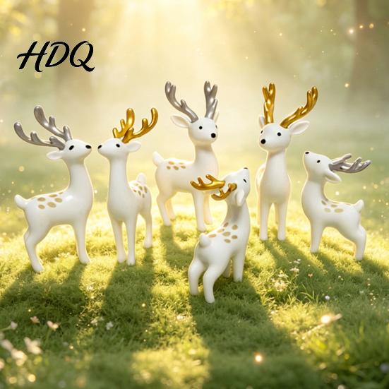 Small Animal Figure for Moss Micro Landscape 3 Pcs Mini Deer Figurines Cute Woodland Decoration Miniature Exquisite Ornament Bookshelf Display