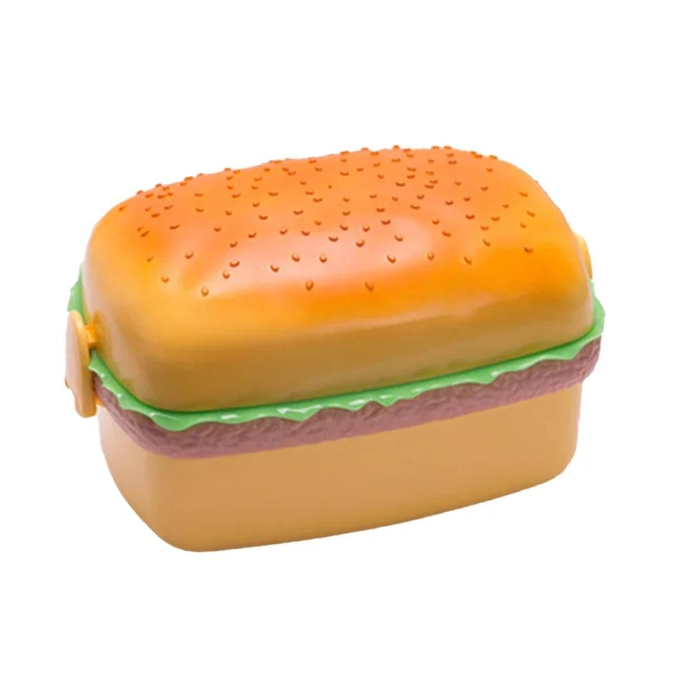 1PC Creative Hamburger Plastic Lunch Box Cute Cookie Shape Bento Box Lunch Box Students Cartoon Children BentoBox Tableware