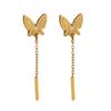 Elegant Butterfly Drop Earrings With Moving Tassels Detail Stainless Steel Fashion Accessories