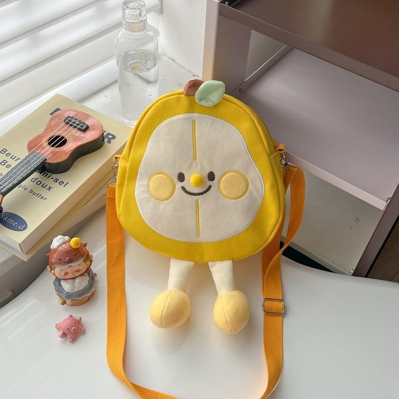 

Cute ugly cute girl bag cartoon funny fruit small backpack new apple pear canvas backpack