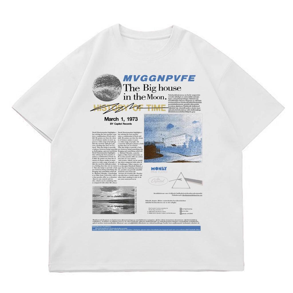 Dámské americké retro volné nadměrné ležérní tričko s krátkým rukávem z čisté bavlny