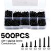 500/340/200PCS M3 Screw Cross Head M3/M4/M3.5/M4.8 Self Tapping Screw Black Carbon Steel Pan Head Round Head Screw Combination