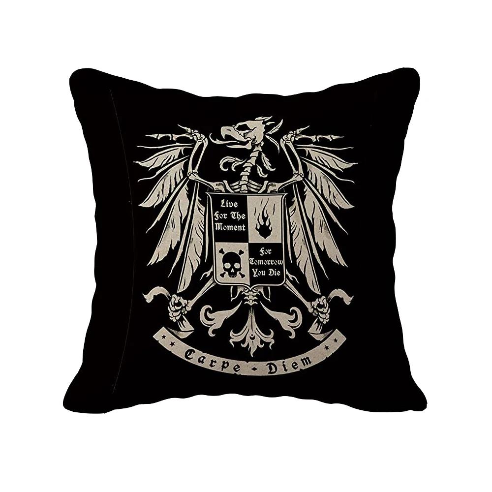Horror Skeleton Art Print Pattern Cushion Cover Home Living Room Sofa Decoration Throw Pillow