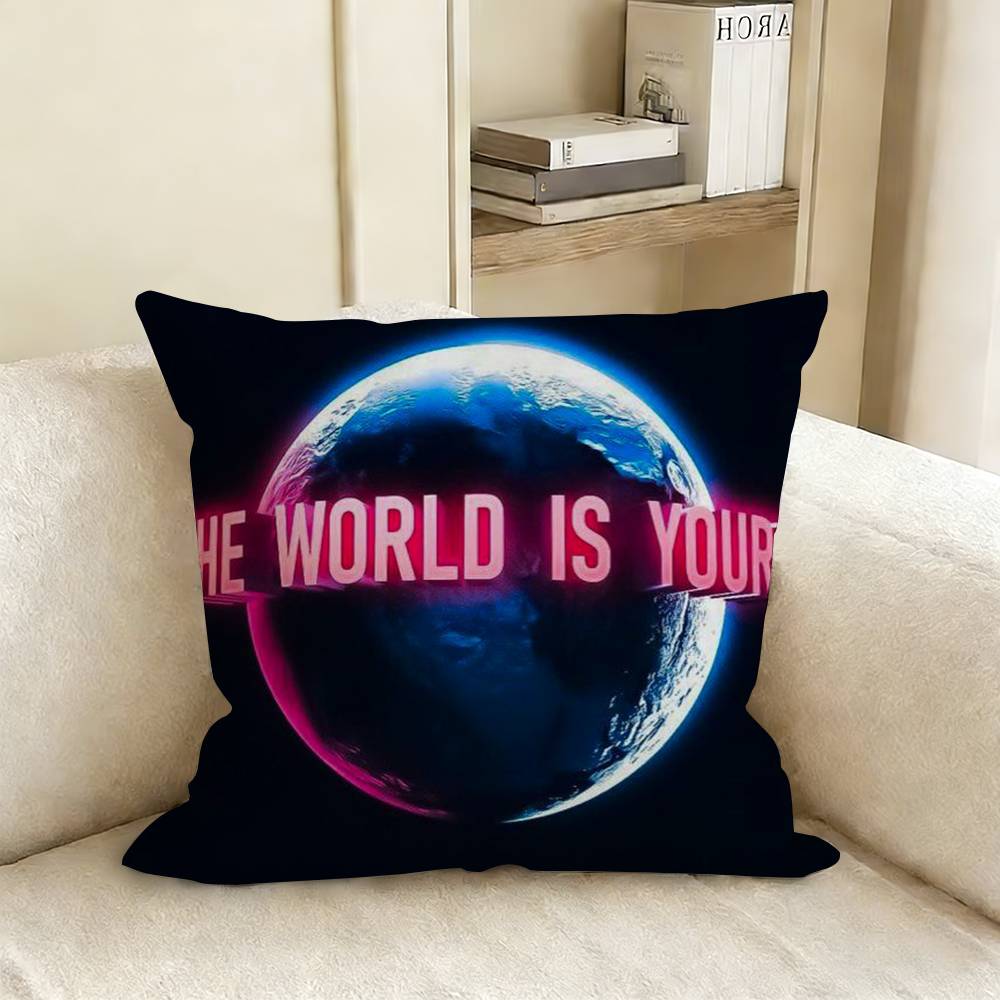 The World Is Yours SScarfaces Pillow Case Living Room Sofa Cushion Cover Suitable For Home Bedroom Room Decoration