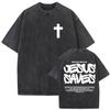 Vintage Washed Faith in God Christian Bible Verse Print T Shirts Men Womens Clothing Aesthetic Fashion Oversized Cotton Tshirt