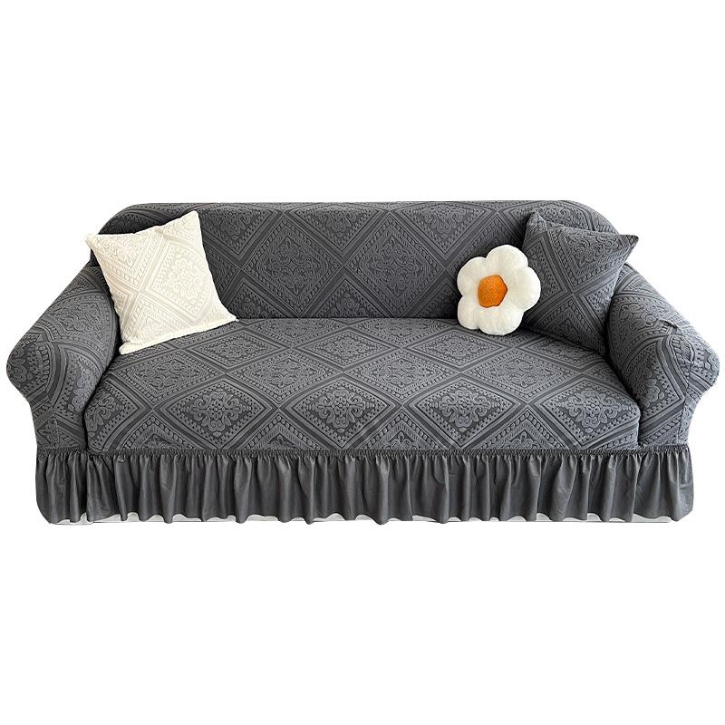 New Skirted Sofa Cover All Purpose  Four Season Anti Cat Scratch  Straight Row Three Seat Sofa Cover Cloth