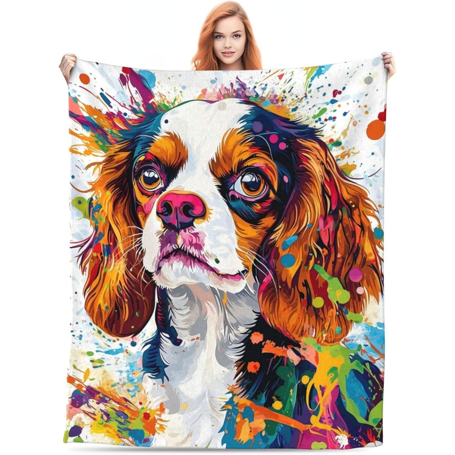 Tapestry colorful blanket Cavalier King Charles Spaniel 75x100