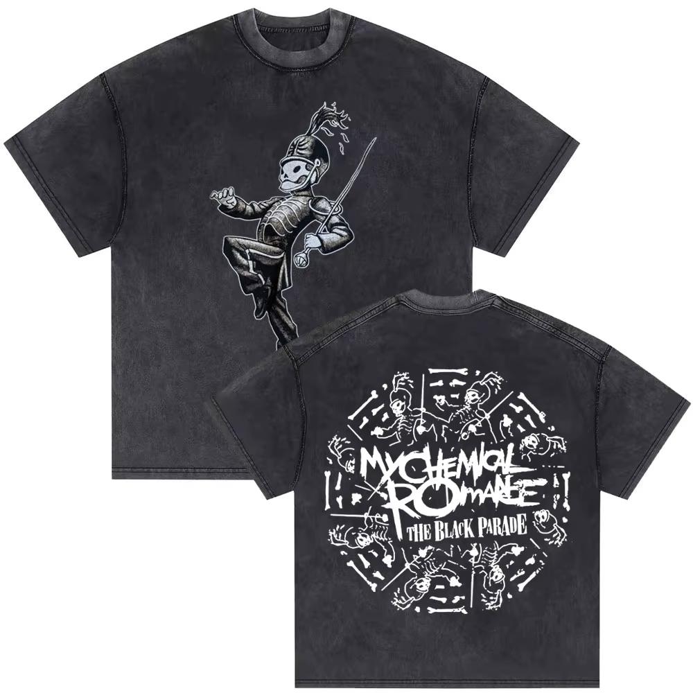 2026 Washed Vintage My Chemical Romance 2007 Tour T Shirt Men Women Parade Punk Emo Rock Band T-shirts Gothic Cotton Oversized T-shirts