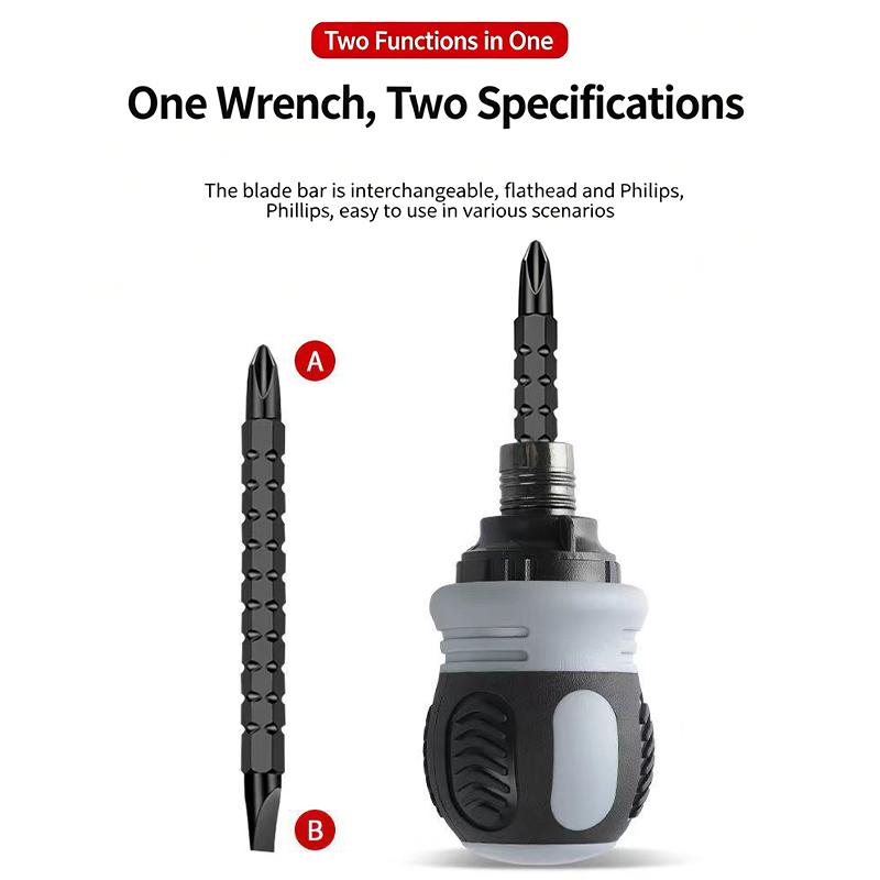 Ratchet Screwdriver Set Dual-Purpose Short Shaped Radish Head Screwdriver High Hardness Labor-Saving Screwdriver Diy Tools
