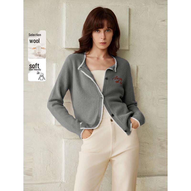 ELLE Women s Retro Alpaca Blend Knitted Cardigan M
