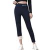 Fleece Lined Thick Sherpa Leggings Women Letter Embroidery Slim Fit Outdoor Wear Ankle Pants Warm Trousers
