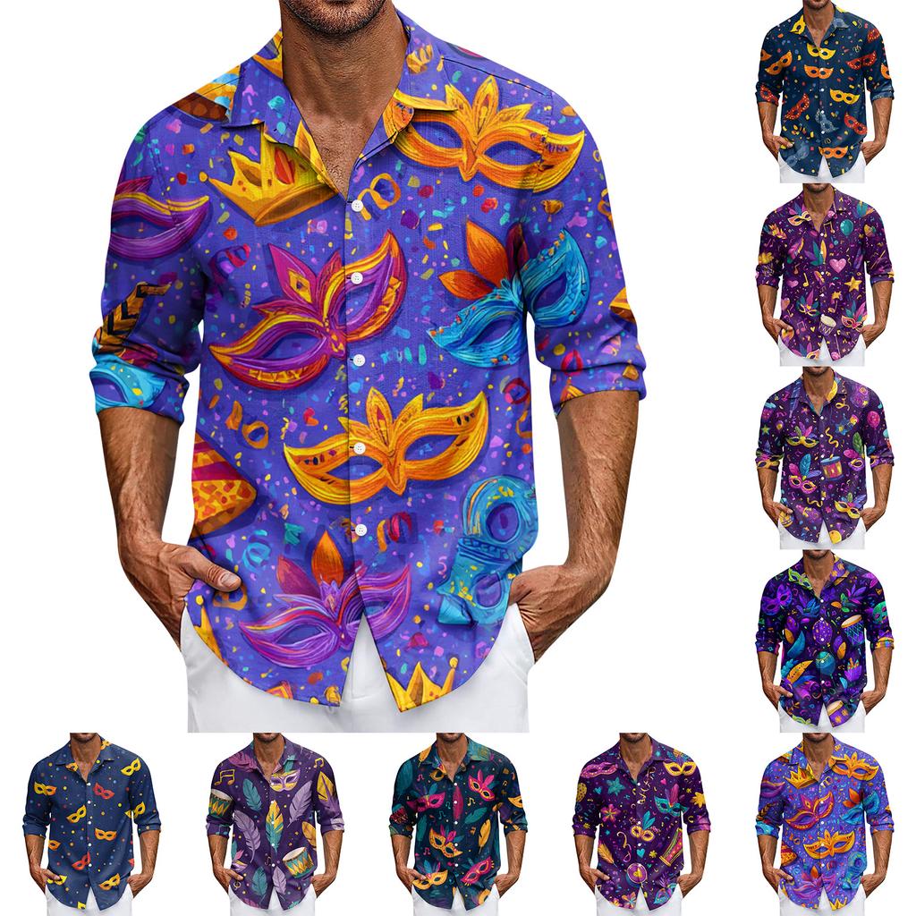 Men's Casual Button-Down Long-Sleeve Shirt