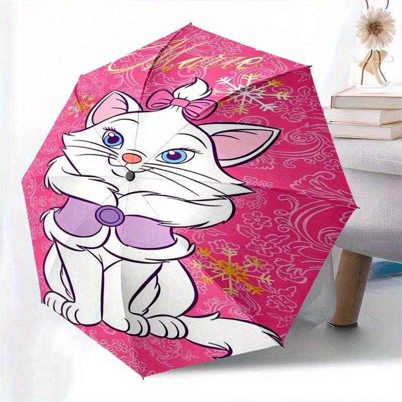 Marie,Aristocats Automatic Opening and Closing Umbrella - 8-rib Folding Design, Lightweight and Portable, Suitable for Daily Business Use, P