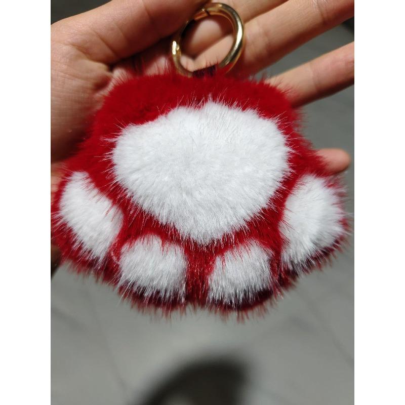 1 Piece Cat Paw Plush Pendant Bag Ornaments Cute Little Paw Car Key Chain Bag Pendant Keyrings Birthday Gift