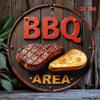 Vintage Metal BBQ Sign Rustic Wall Decor Grilling Kitchen Garden Garage