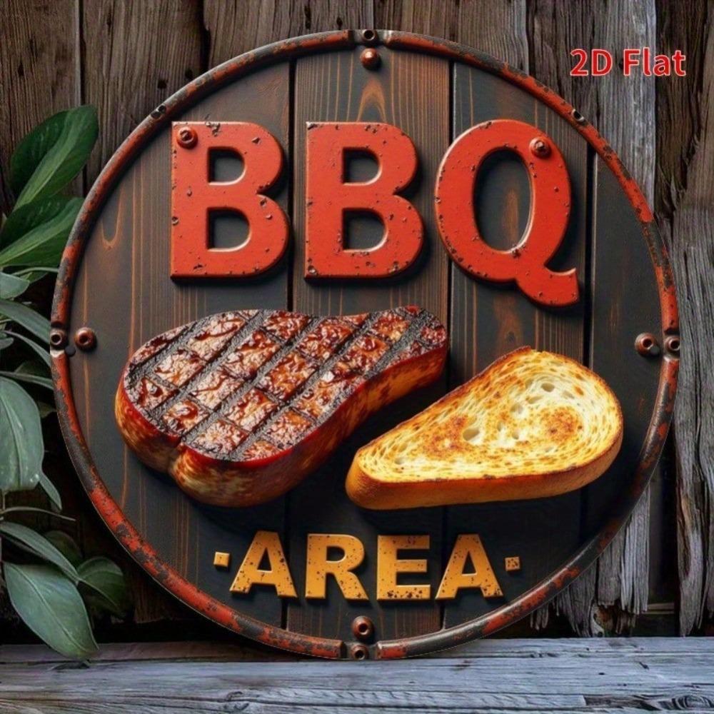Vintage Metal BBQ Sign Rustic Wall Decor Grilling Kitchen Garden Garage
