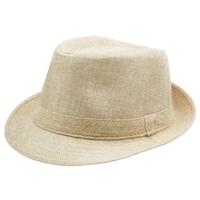 Linen Rolled-Brimmed Jazz Hat Summer British Retro Small Top Hat Outdoor Sun Hat