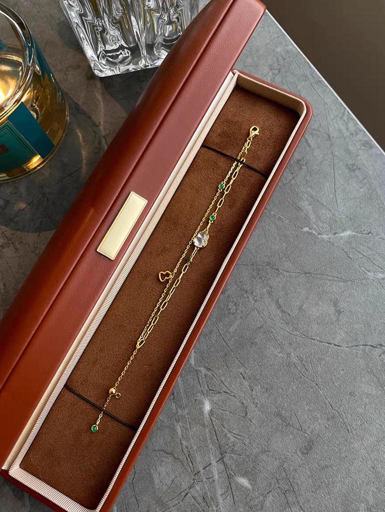 Chinese Style Double-Layer Gourd Bracelet: Women's National Style with Imitation Chalcedony Beads