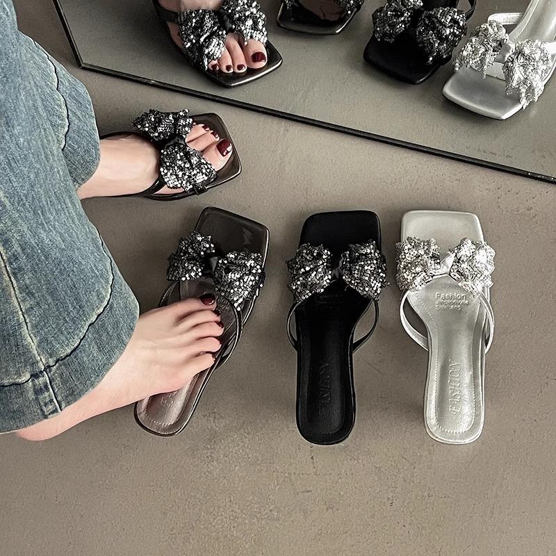

New Niche Shoes Versatile and Comfortable High-heeled Flip-flops 35