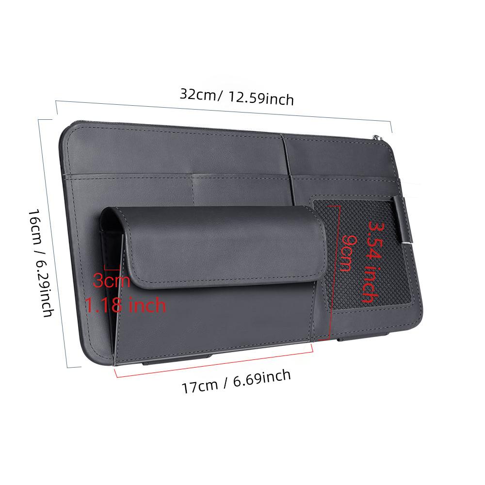 Car Sun Visor Organizer Pu Leather Glasses Holder Card Pen Pocket Auto Interior Storage For Cars Suvs Trucks Accessory
