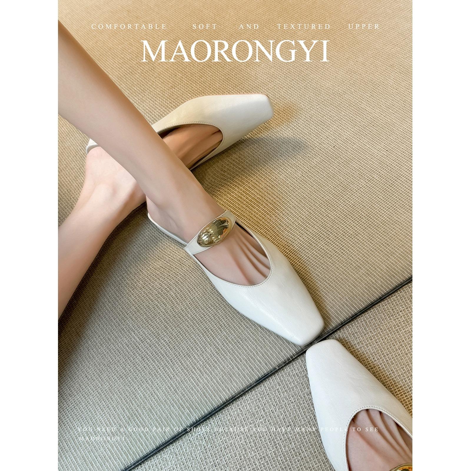 

Маленькая квадратная сумка на голову, голова, крутые тапочки, женская летняя обувь, толстый каблук, полушлепки, летние сандалии 2025 года, одинарная обувь, туфли Мюли 35