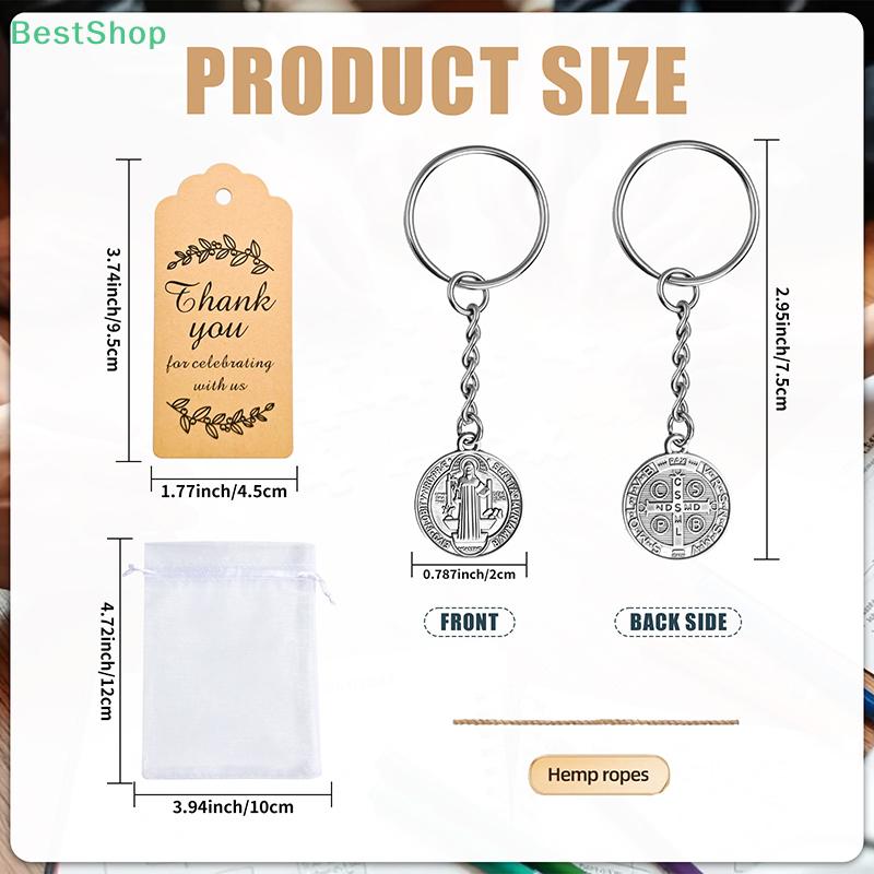 24 Sets Retro Cross Keychain Gifts Thank You Tags Christening Memories Guests Supplies