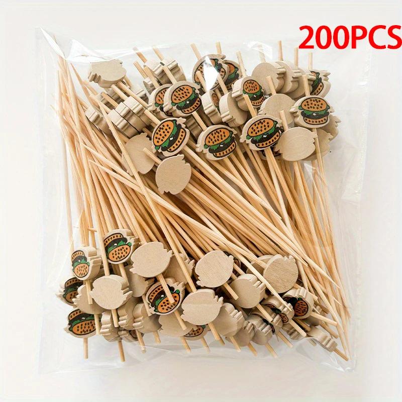 100/200Pcs-Disposable Bamboo Skewer Pearl Cocktail Buffet Food Hamburger Garnish Fruit Forks For Wedding Birthday Party Decor