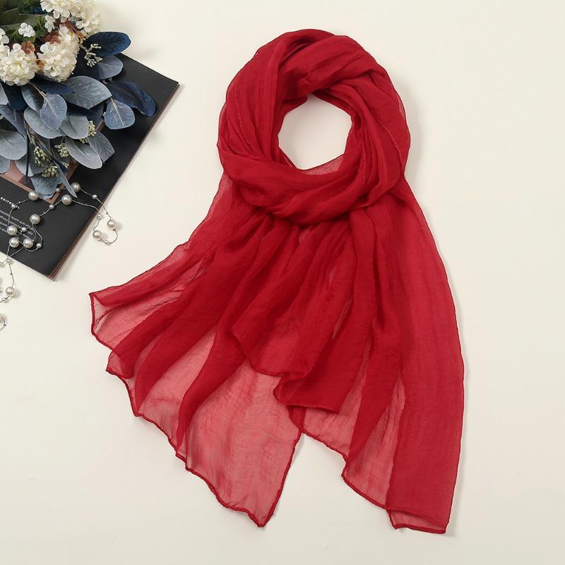 New solid color silk scarf women, oversized chiffon beach scarf fashion bikini swimsuit wrap scarf shawl