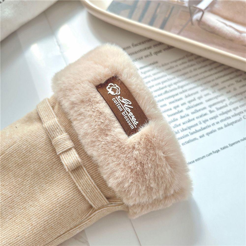 Korean Style Gloves Full Finger Gloves  Driving Mitten Autumn Winter Female Gloves