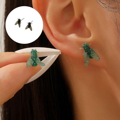 1 Paire Boucles d'Oreilles Simulation Petite Mouche Abstraite avec Acier Inoxydable pour un Port Confortable Accessoires de Bijoux Amusants