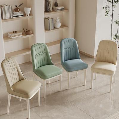 Silla de Comedor Moderna Tapizada Acolchada Color Crema Respaldo Alto Suave Minimalista Taburete para Cocina Comedor Cafetería Hotel Muebles para el Hogar Casa