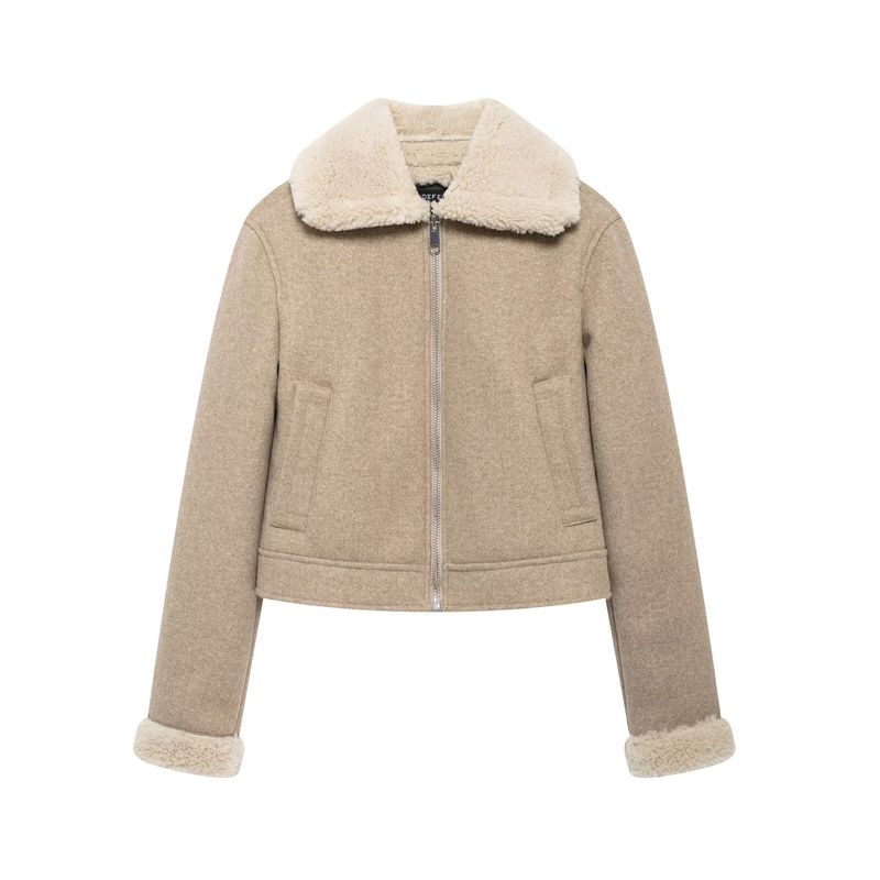 

Kaslead New Arrival Women s Clothing Fashion Style Fashion Minimalist Soft Double-Sided Jacket Outwear 3046290 Khaki L